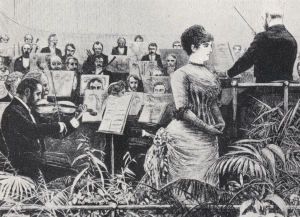 Drawing of a concert in aid of the new Royal College of Music. Illustrated London News, 23 December 1882